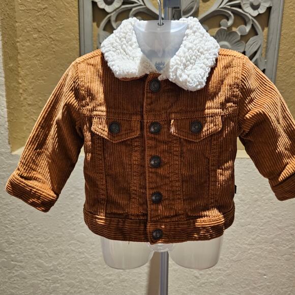 OshKosh B’Gosh Baby Jacket 3M Brown Corduroy Sherpa Lined Collar Cozy Winter - Picture 3 of 11